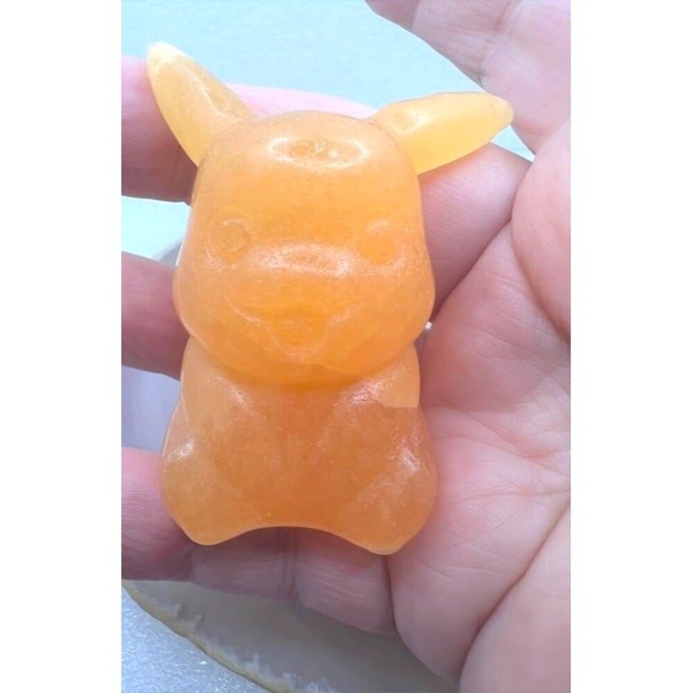 Genuine Honey Calcite Pikachu Carving - Picture 4 of 6